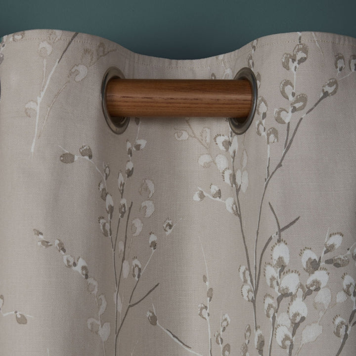 Laura Ashley Pussy Willow Eyelet Curtains - Truffle Natural