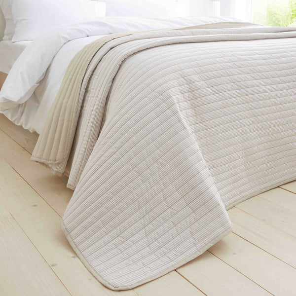 Catherine Lansfield Stripe Bedspread - Natural