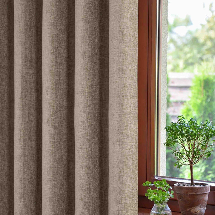 Sundour Amberley Eyelet Curtains - Earth