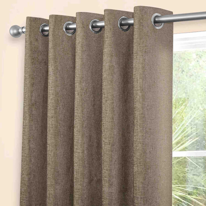 Sundour Amberley Eyelet Curtains - Earth