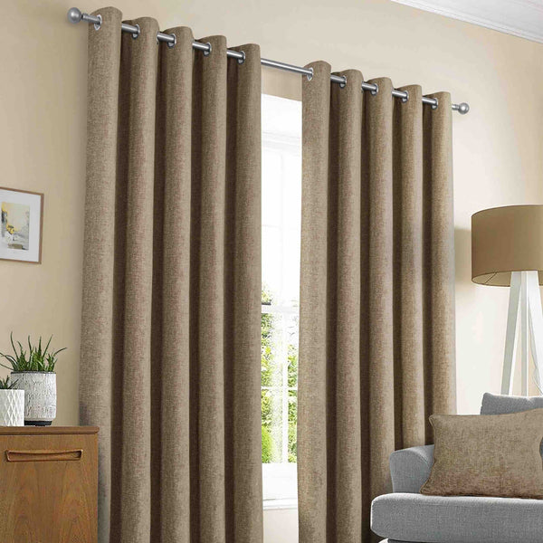 Sundour Amberley Eyelet Curtains - Earth