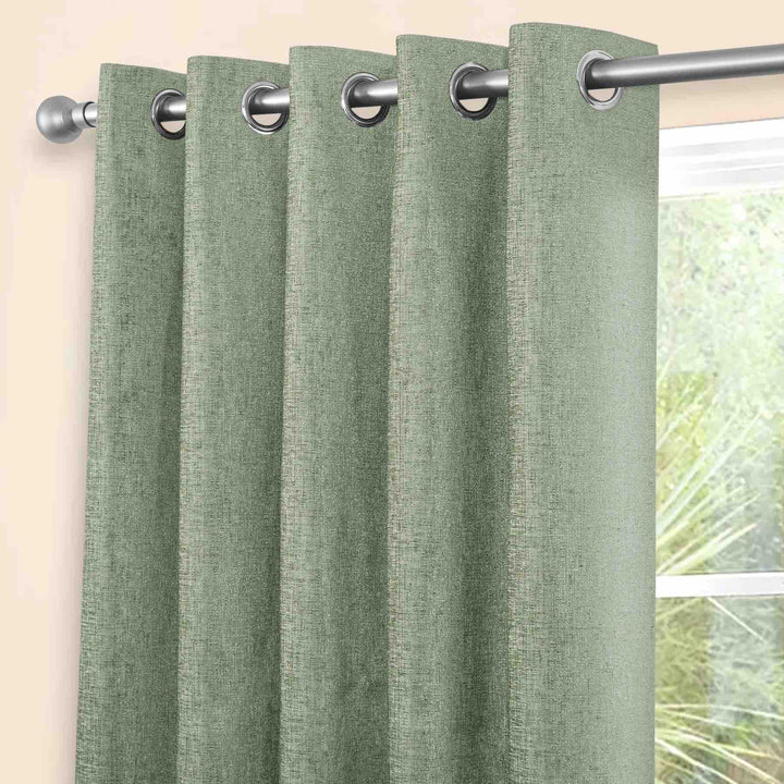 Sundour Amberley Eyelet Curtains - Sage