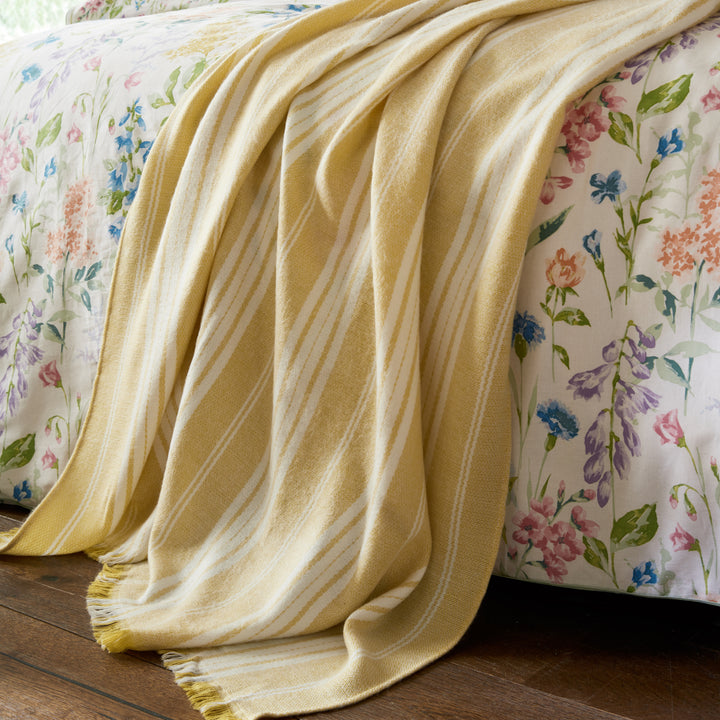 Laura Ashley Ardley Stripe Throw - Ochre