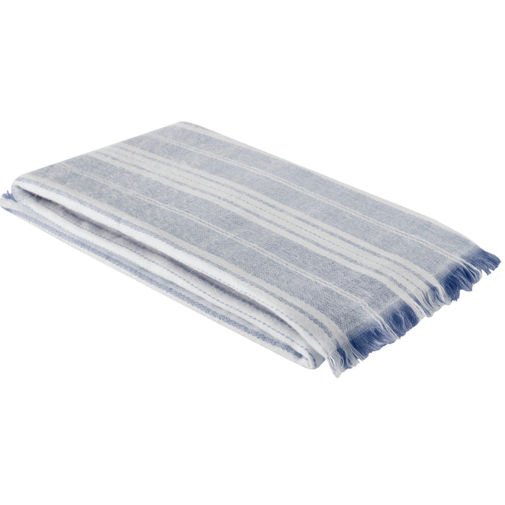 Laura Ashley Ardley Stripe Throw - Seaspray Blue