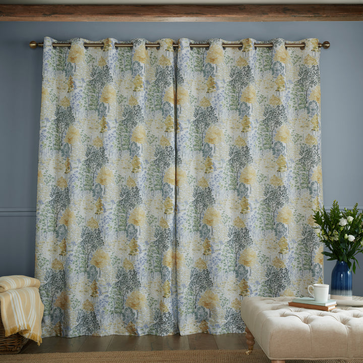 Laura Ashley Bernwood Eyelet Curtains - Ochre Yellow