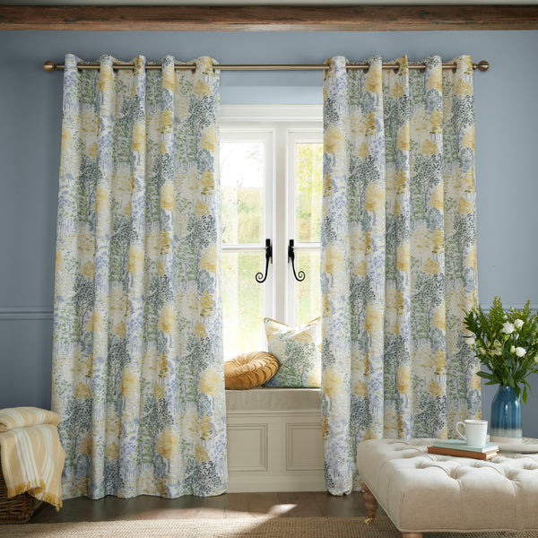 Laura Ashley Bernwood Eyelet Curtains - Ochre Yellow