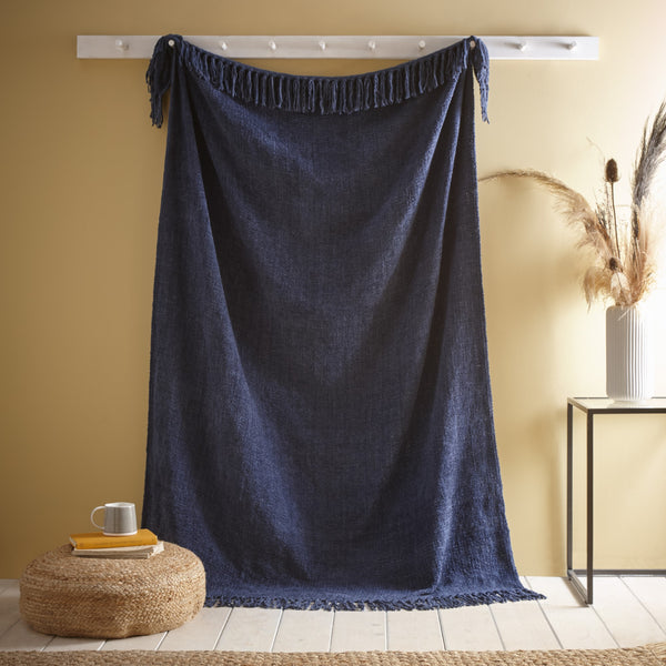 Appletree Loft Chenille Throw - Navy