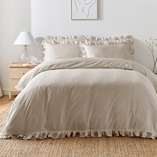 Appletree Loft Cassia Frill Duvet Cover Set - Natural