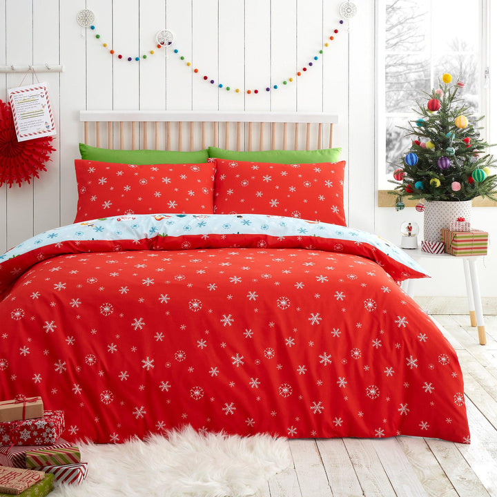 Fusion Christmas Snowman Duvet Cover Set - Duck Egg