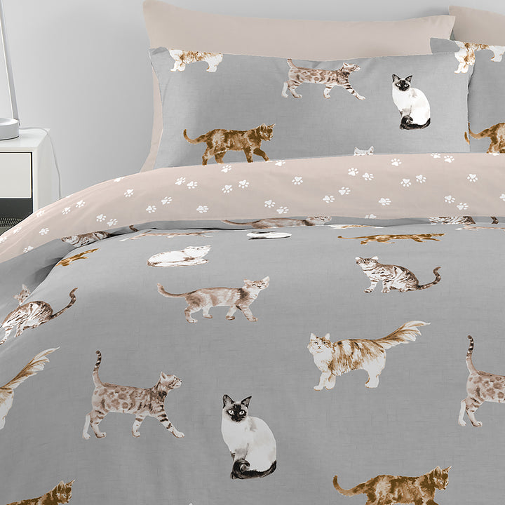 Fusion Cats Duvet Cover Set - Grey