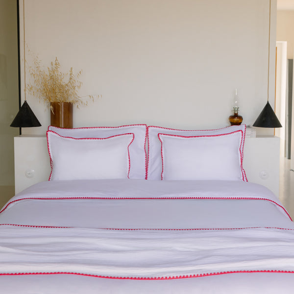 Cascais Percale 400TC Duvet Cover - Red