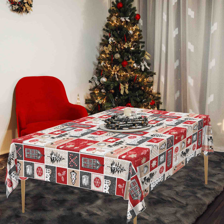 Merry Christmas Patchwork Vinyl Oil Cloth