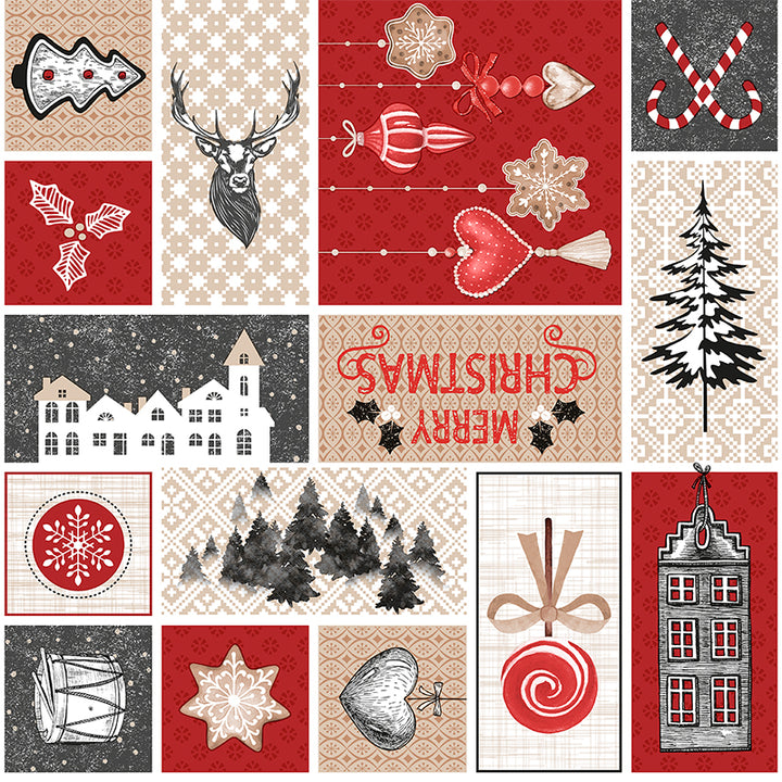 Merry Christmas Patchwork Vinyl Oil Cloth