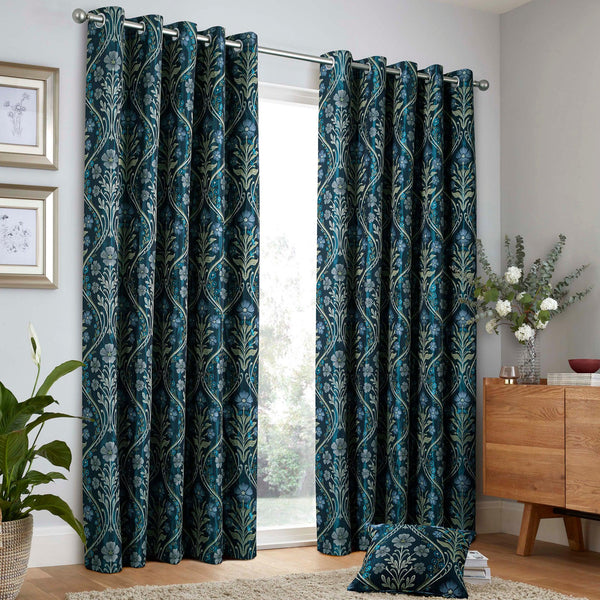 Curtina Estelle Eyelet Curtains - Navy