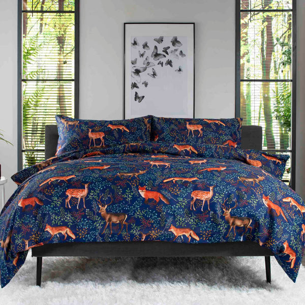 Deyongs 1846 Fox & Deer Duvet Cover Set - Navy