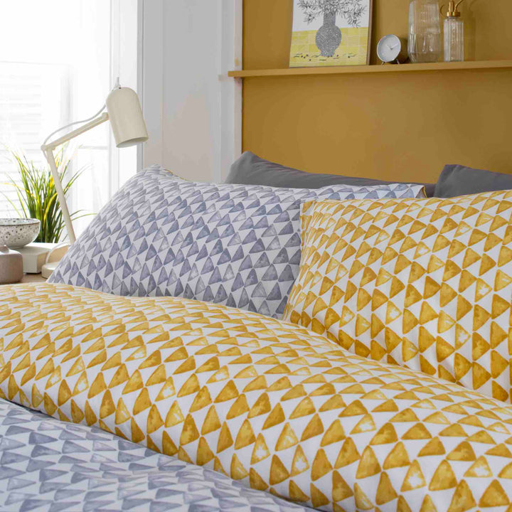 Deyongs 1846 Geo Duvet Cover Set - Grey/Ochre