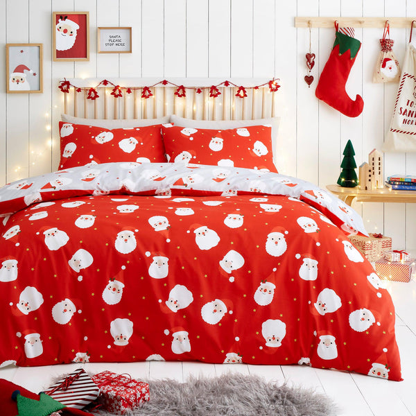 Fusion Happy Santa Duvet Cover Set - Red