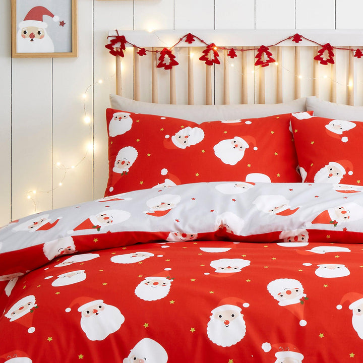 Fusion Happy Santa Duvet Cover Set - Red