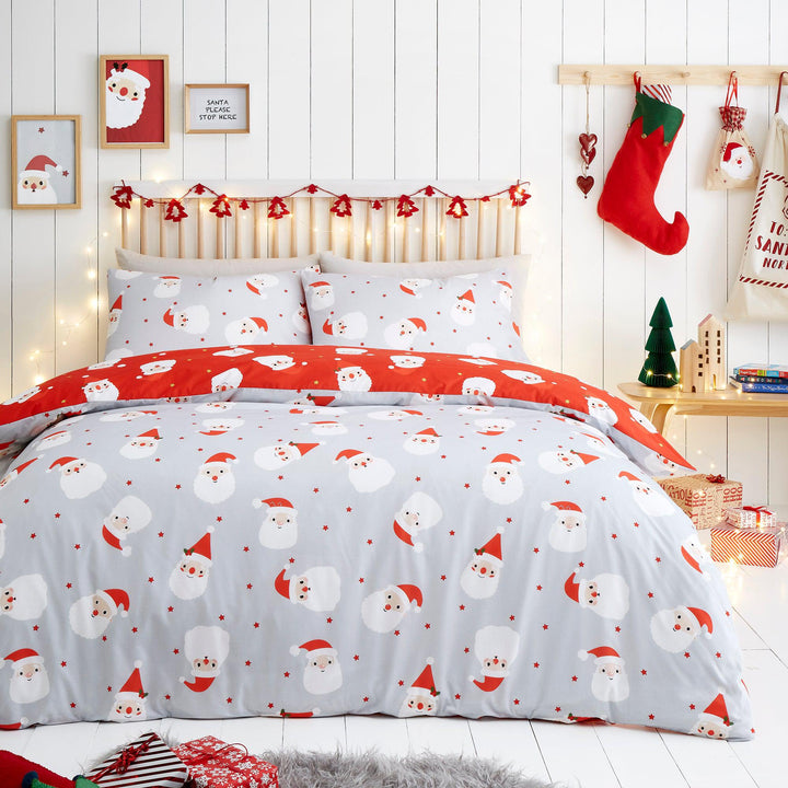 Fusion Happy Santa Duvet Cover Set - Red