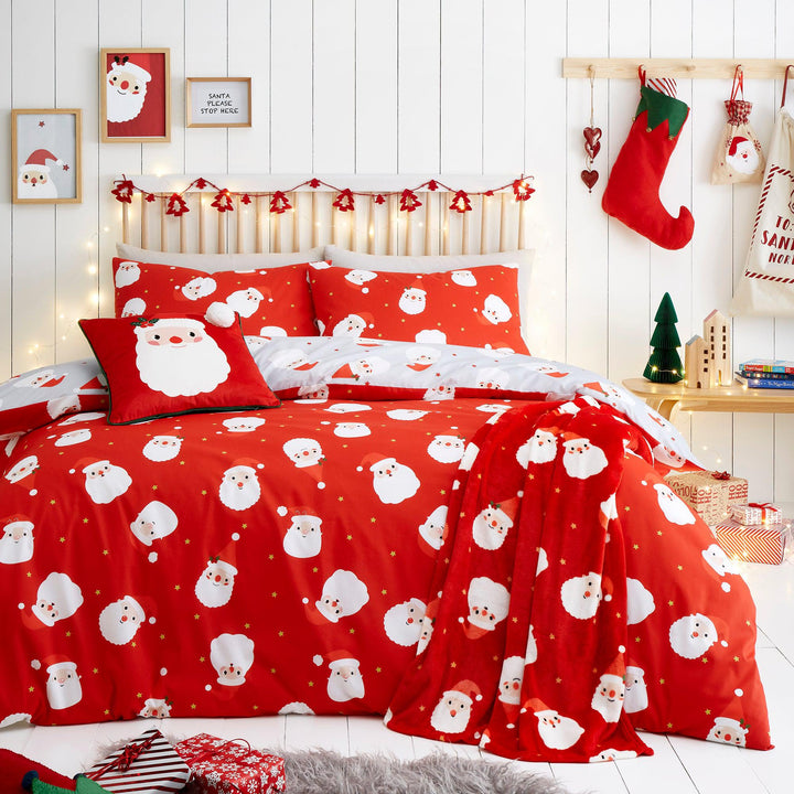 Fusion Happy Santa Duvet Cover Set - Red