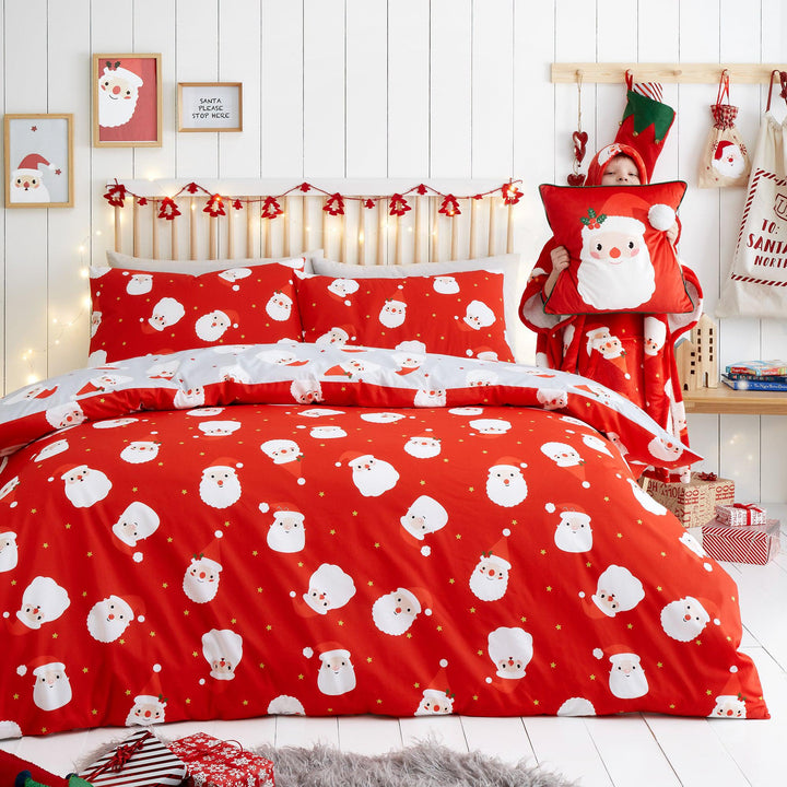 Fusion Happy Santa Duvet Cover Set - Red