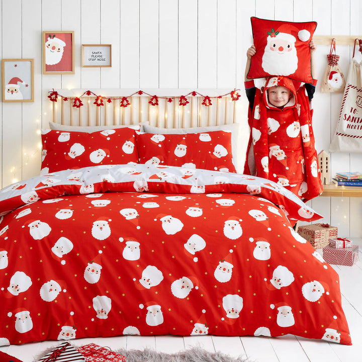 Fusion Happy Santa Duvet Cover Set - Red