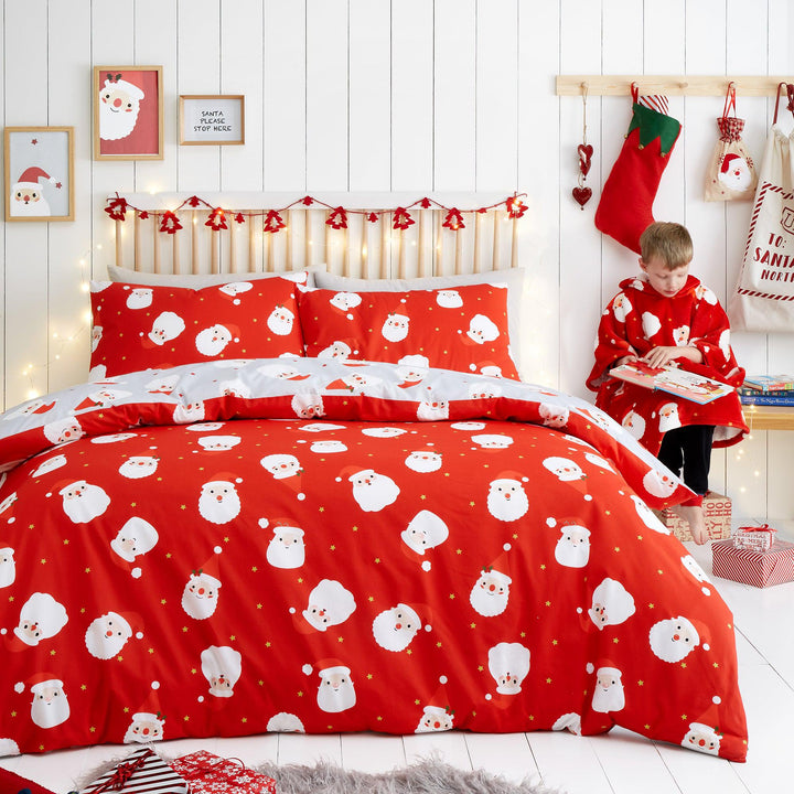 Fusion Happy Santa Duvet Cover Set - Red