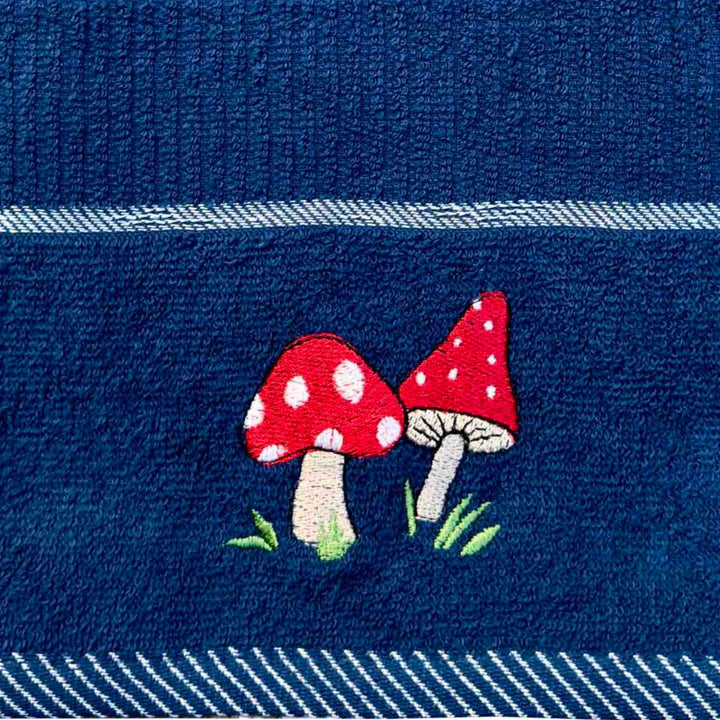 Mushrooms Kitchen Towel - Navy