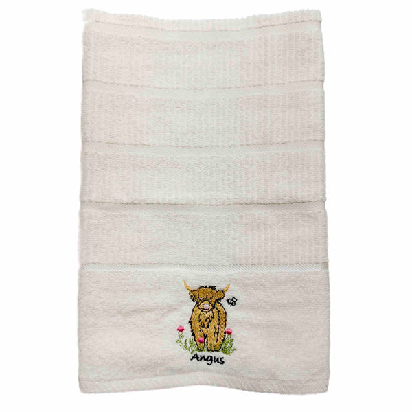 Angus Highland Cow Kitchen Towel - Cream