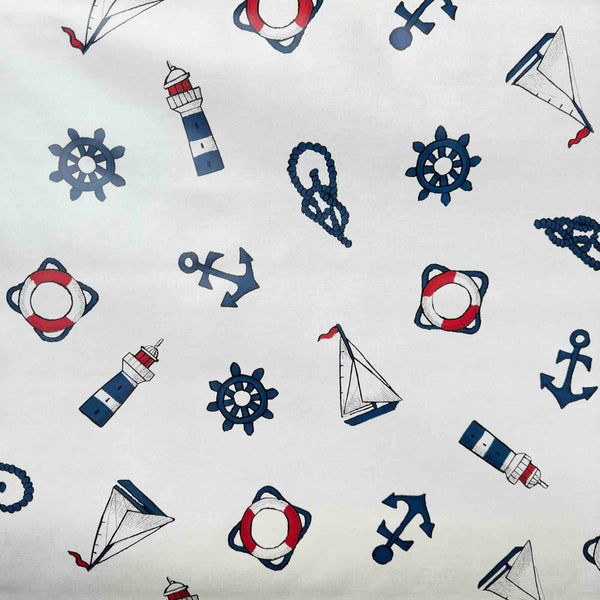 White Nautical Vinyl Oil Cloth