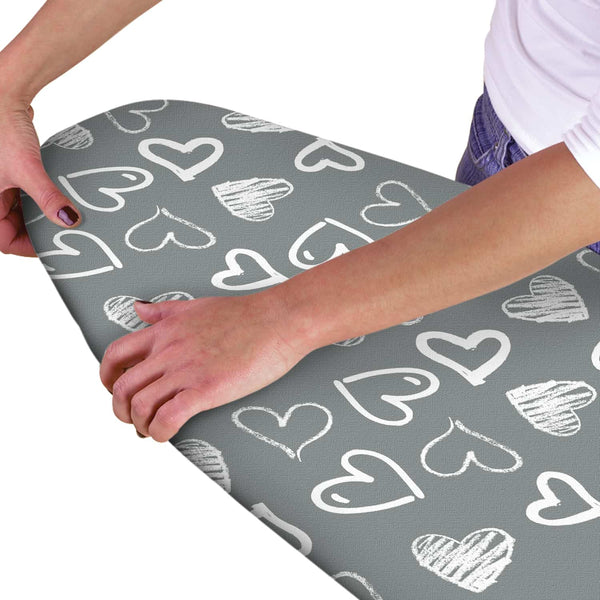 Grey Hearts Ironing Board Cover