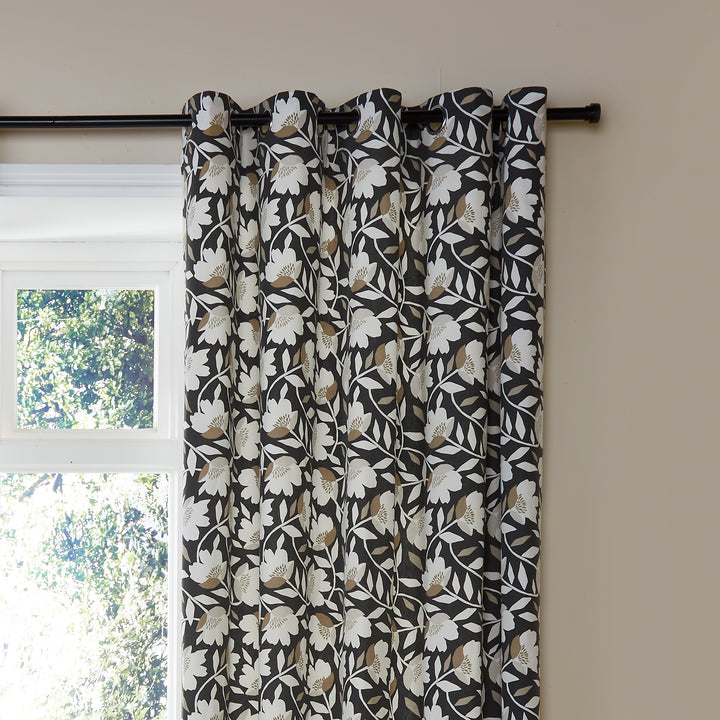 Fusion Luna Eyelet Curtains - Black