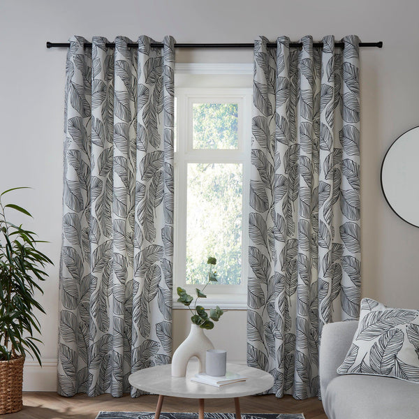 Fusion Matteo Eyelet Curtains - Black