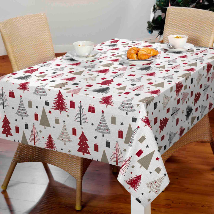 Christmas Trees & Presents Vinyl Oil Cloth