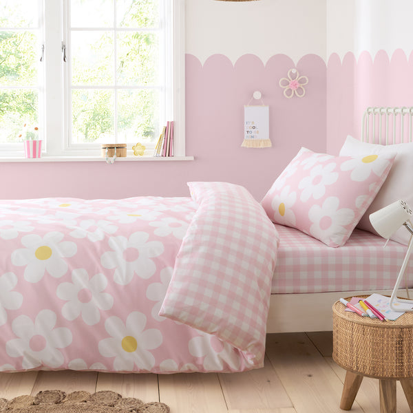 Bedlam Retro Daisy Duvet Cover Set - Pink