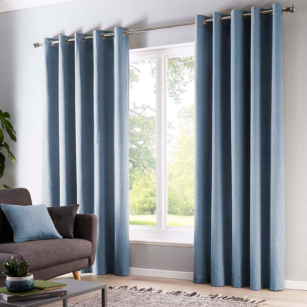 Fusion Sorbonne Eyelet Curtains - Blue