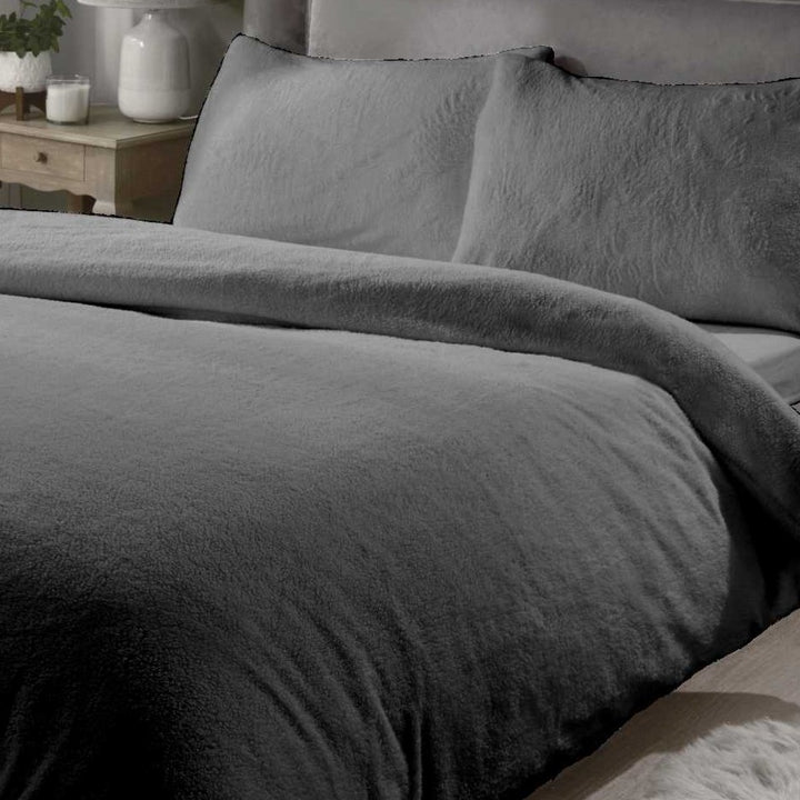 Sherpa Teddy Fleece Duvet Cover Set - Charcoal