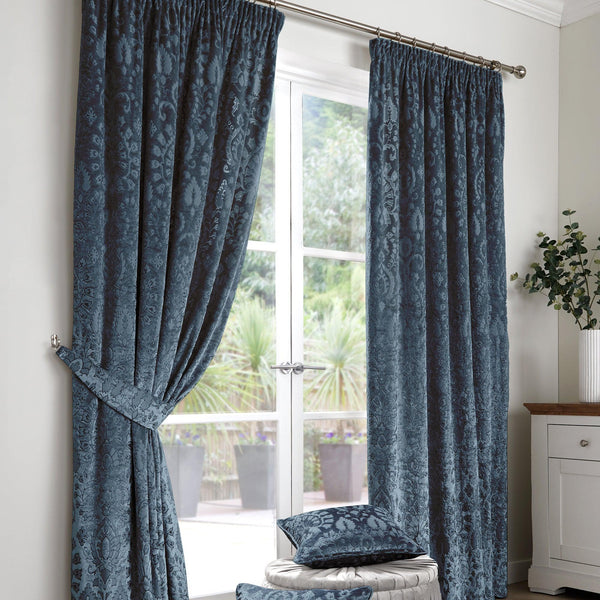 Curtina Trinity Pencil Pleat Curtains - Blue