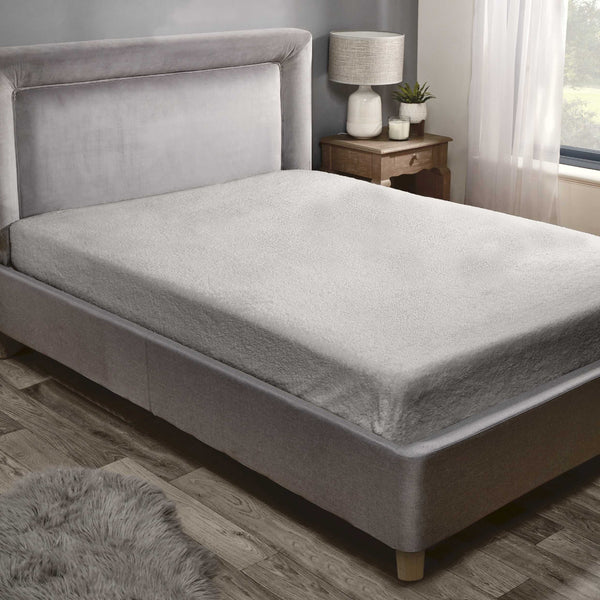 Sherpa Teddy Fleece Fitted Sheet - Silver