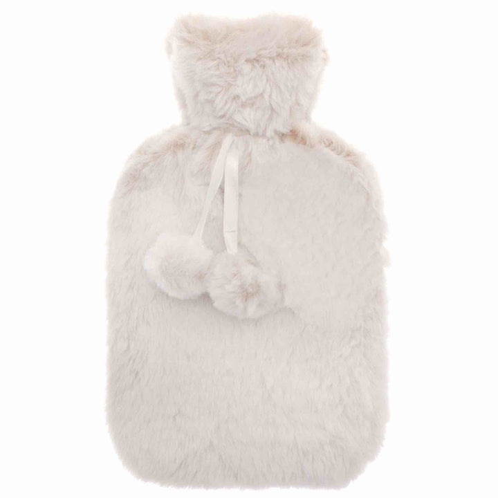 Tipped Faux Fur Hot Water Bottle - Cream