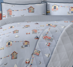 Bellissimo Beach Huts Duvet Set - Blue