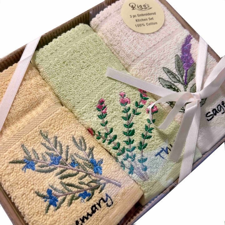 New Herbs 3pc Embroidered Kitchen Towels