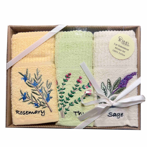 New Herbs 3pc Embroidered Kitchen Towels