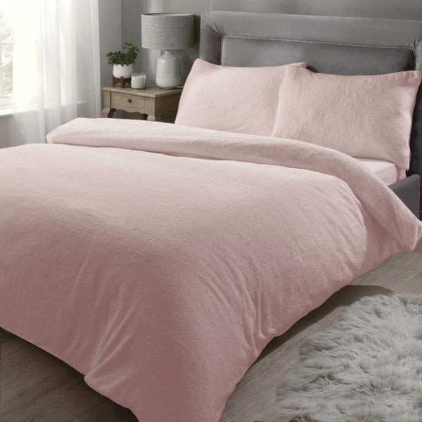 Sherpa Teddy Fleece Duvet Cover Set - Pink