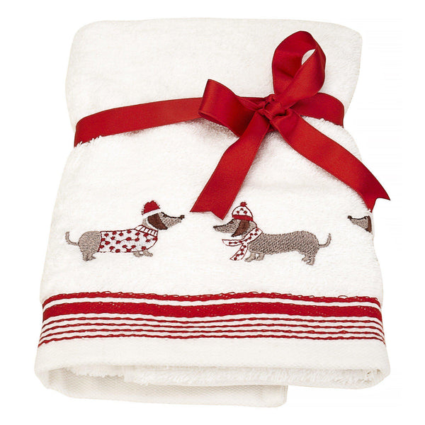 Bellissimo Sausage Dog Xmas Festive Hand Towel