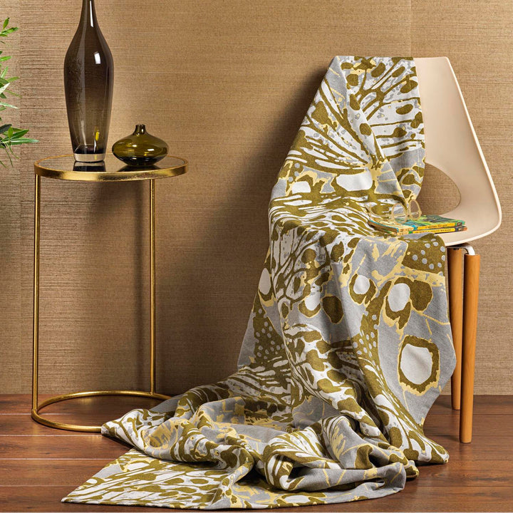 Marsh Jacquard Cotton Throw - Ochre