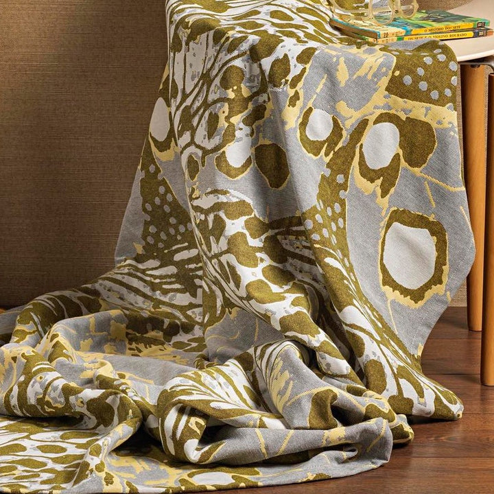 Marsh Jacquard Cotton Throw - Ochre