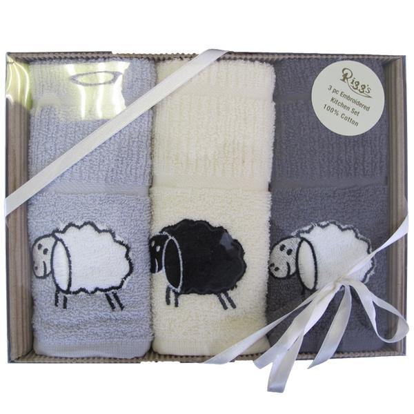 Sheep 3pc Embroidered Kitchen Towels