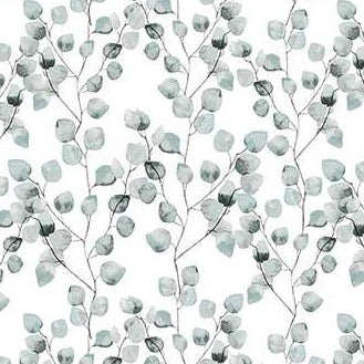 Grey Stem Leaves Vinyl Oil Cloth