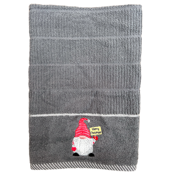 Merry Christmas Gonk Kitchen Towel - Grey